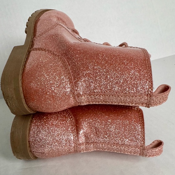 EUC glitter rose gold combat waterproof boots with zipper or lace-up option - Picture 5 of 8